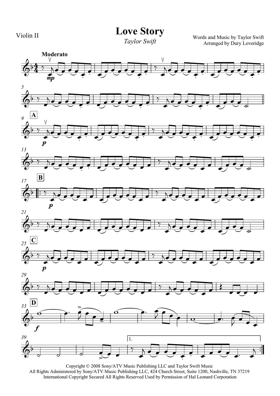 Love Story String Quartet scores gallery preview page 4
