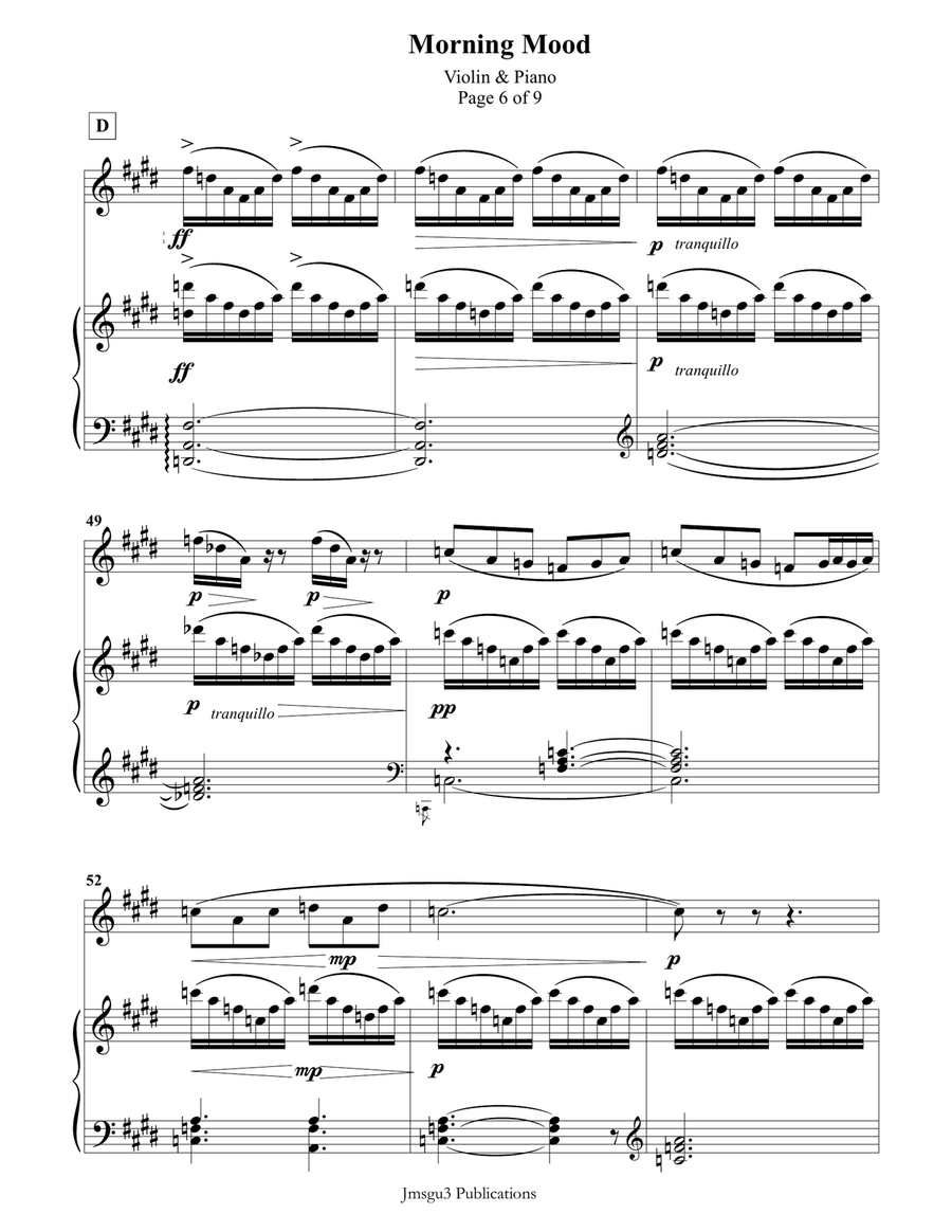 Grieg: Morning Mood from Peer Gynt Suite for Violin & Piano Violin Solo scores gallery preview page 6