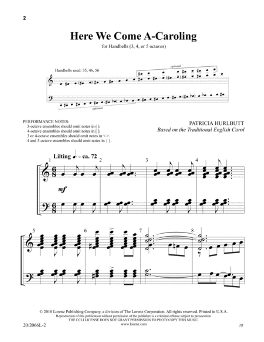 Here We Come A-Caroling 5-Octaves scores gallery preview page 2