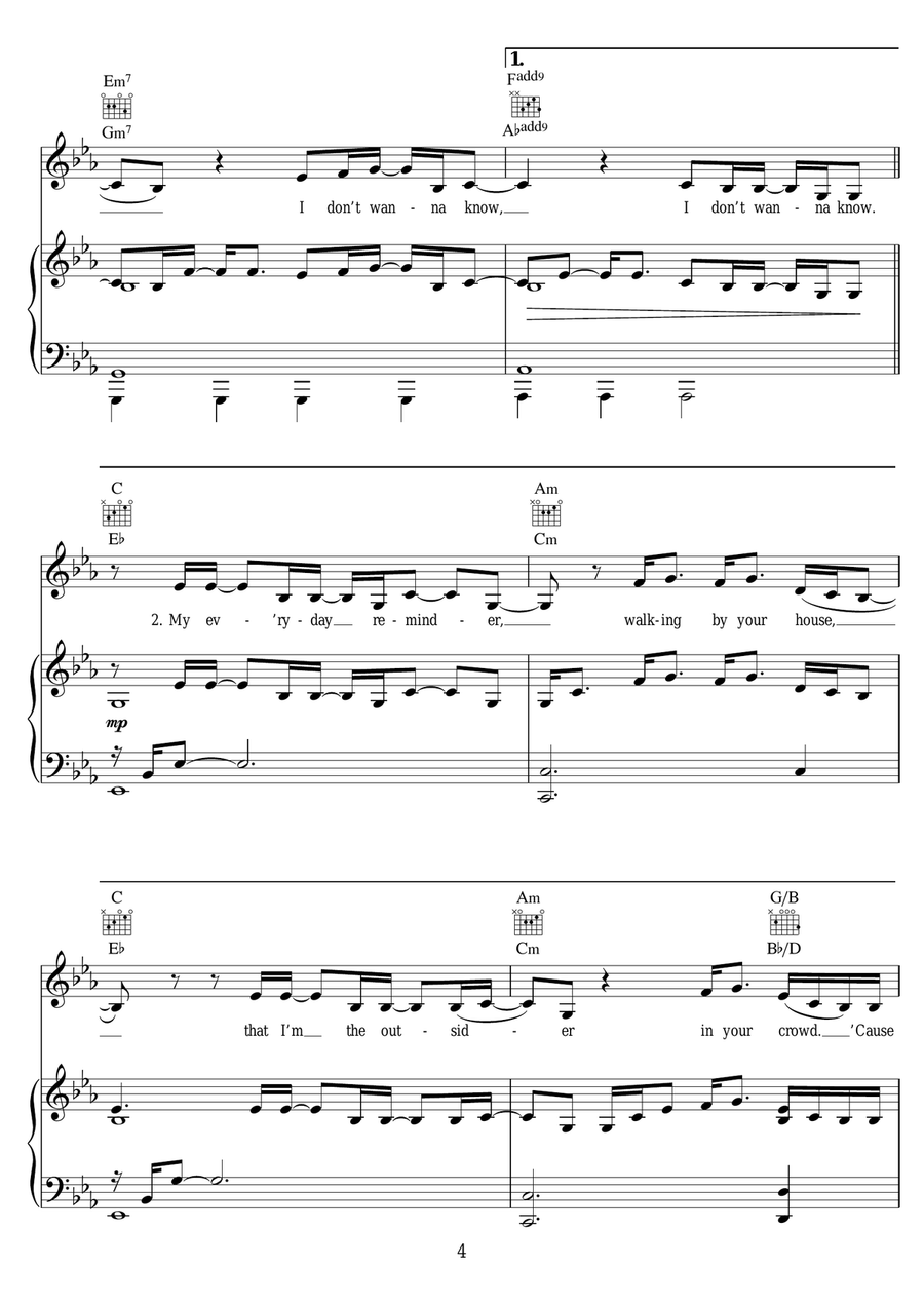 I Don't Want To Know Piano, Vocal scores gallery preview page 4