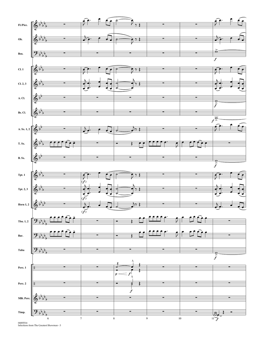 Selections from The Greatest Showman (arr. Paul Murtha) - Conductor Score (Full Score) Concert Band scores gallery preview page 3