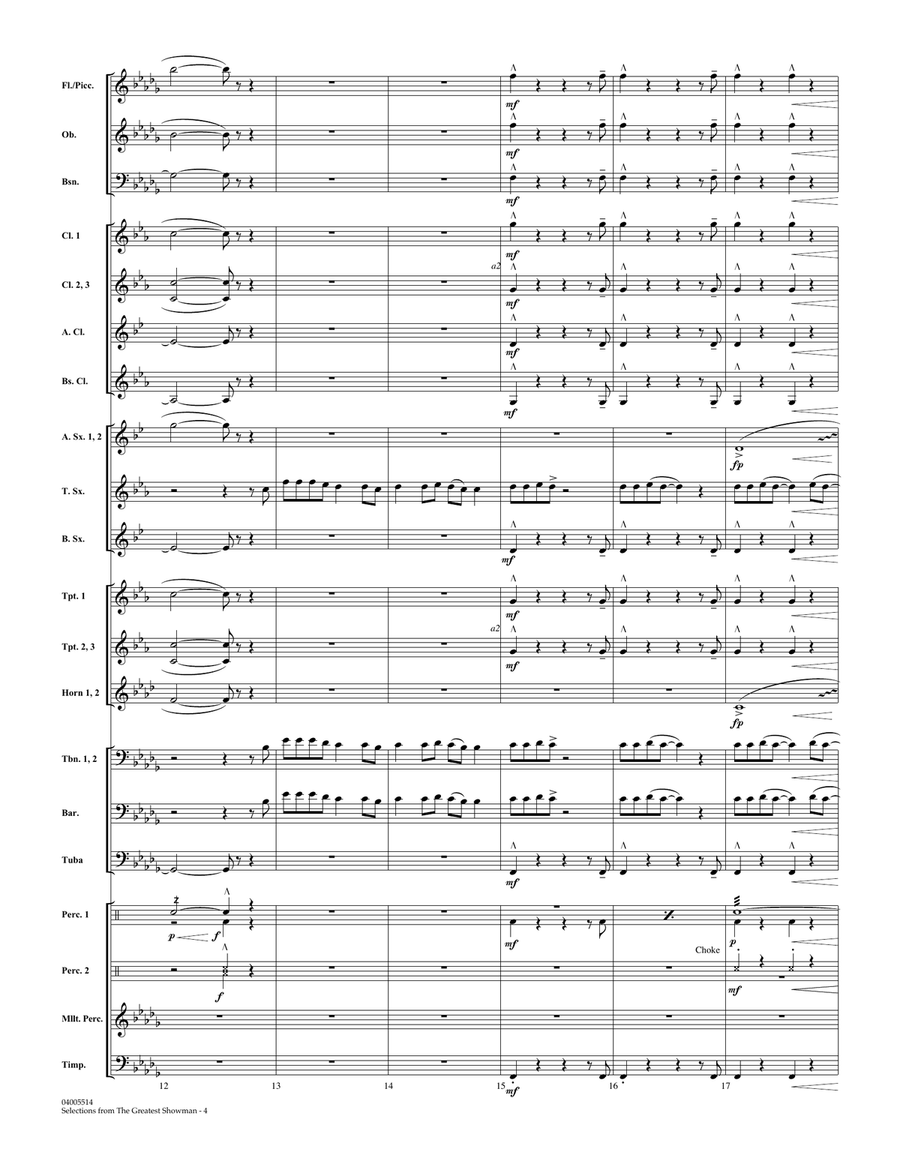 Selections from The Greatest Showman (arr. Paul Murtha) - Conductor Score (Full Score) Concert Band scores gallery preview page 4