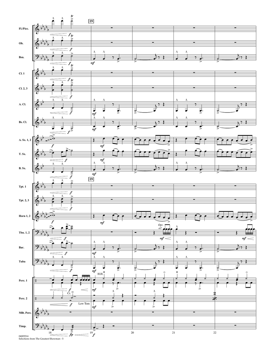 Selections from The Greatest Showman (arr. Paul Murtha) - Conductor Score (Full Score) Concert Band scores gallery preview page 5
