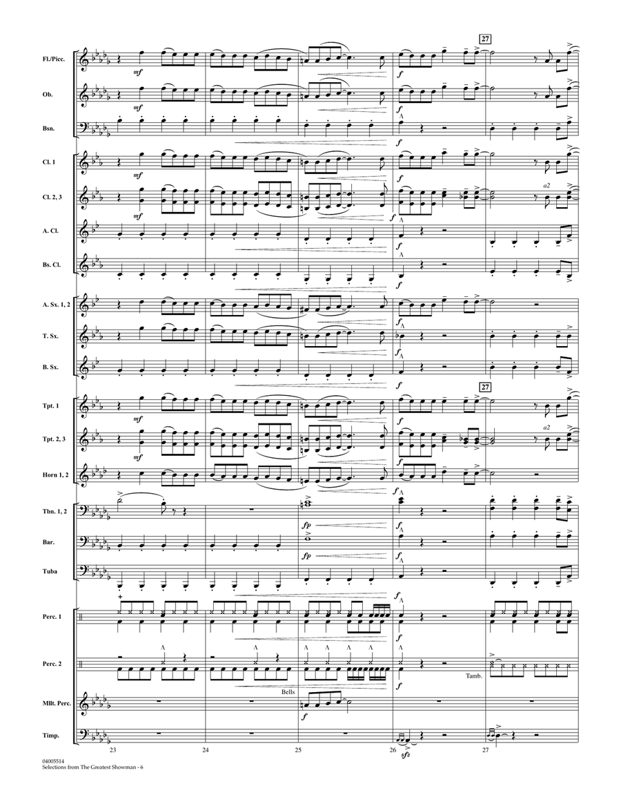 Selections from The Greatest Showman (arr. Paul Murtha) - Conductor Score (Full Score) Concert Band scores gallery preview page 6