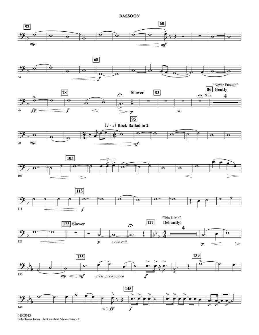 Selections from The Greatest Showman (arr. Paul Murtha) - Bassoon Concert Band scores gallery preview page 2