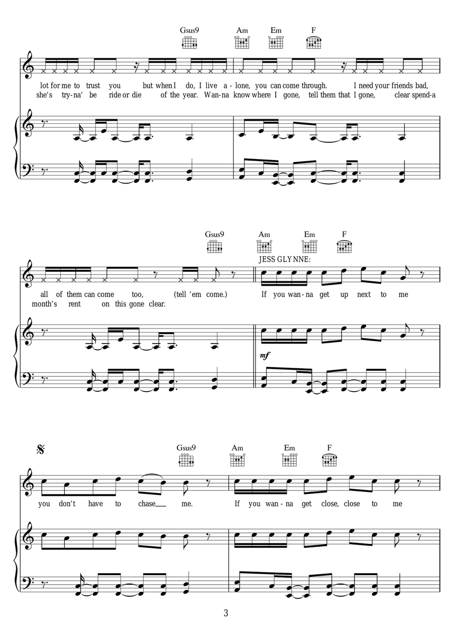 Mind On It (featuring Jess Glynne) Piano, Vocal scores gallery preview page 3