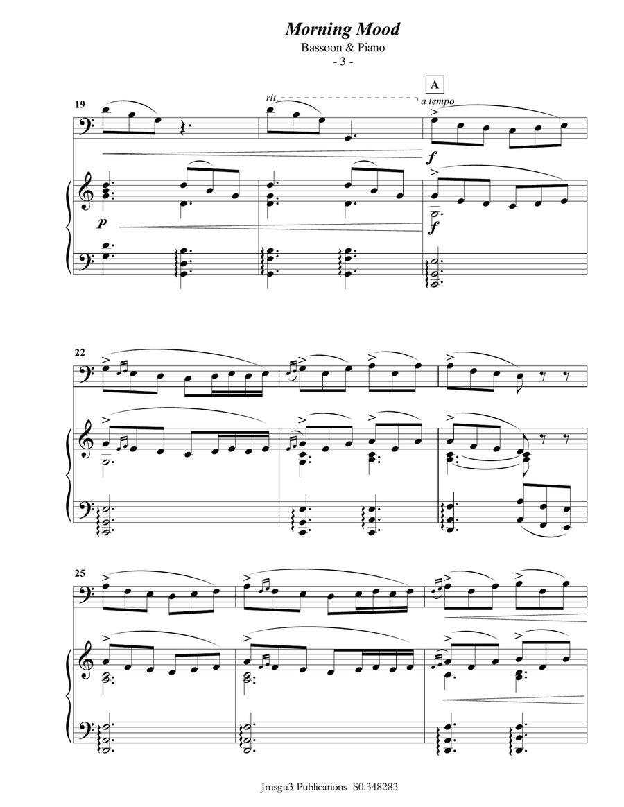 Grieg: Morning Mood from Peer Gynt Suite for Bassoon & Piano Woodwind Duet scores gallery preview page 4