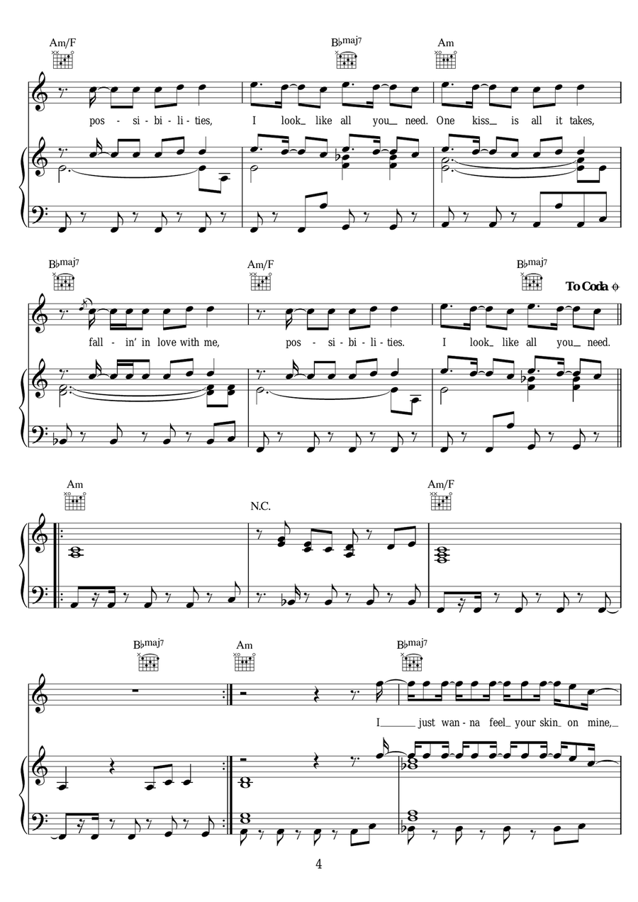 One Kiss One Kiss Piano, Vocal scores gallery preview page 4