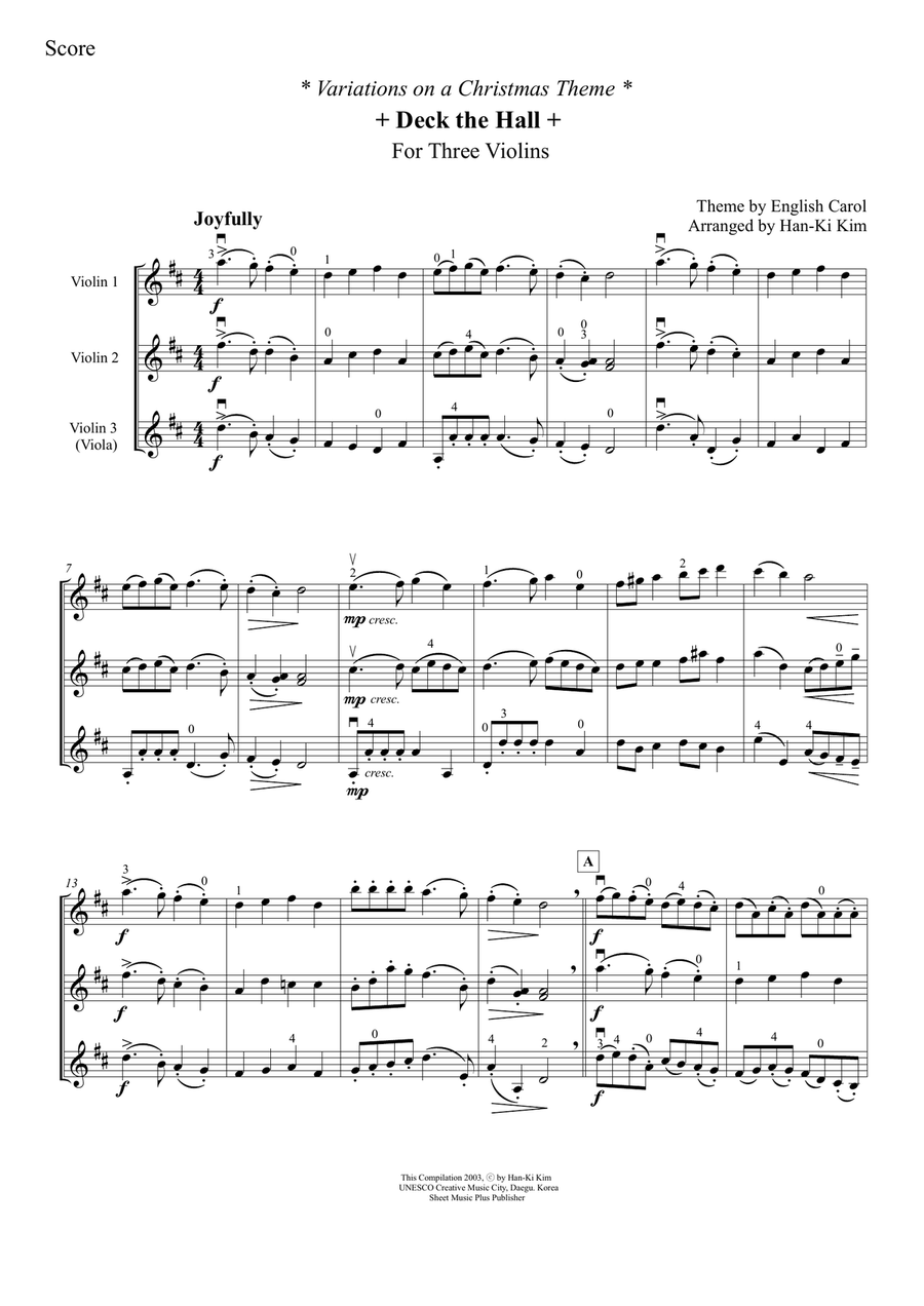 Deck the Hall (For Violin Trio, 2Vns and Va) String Trio scores gallery preview page 2