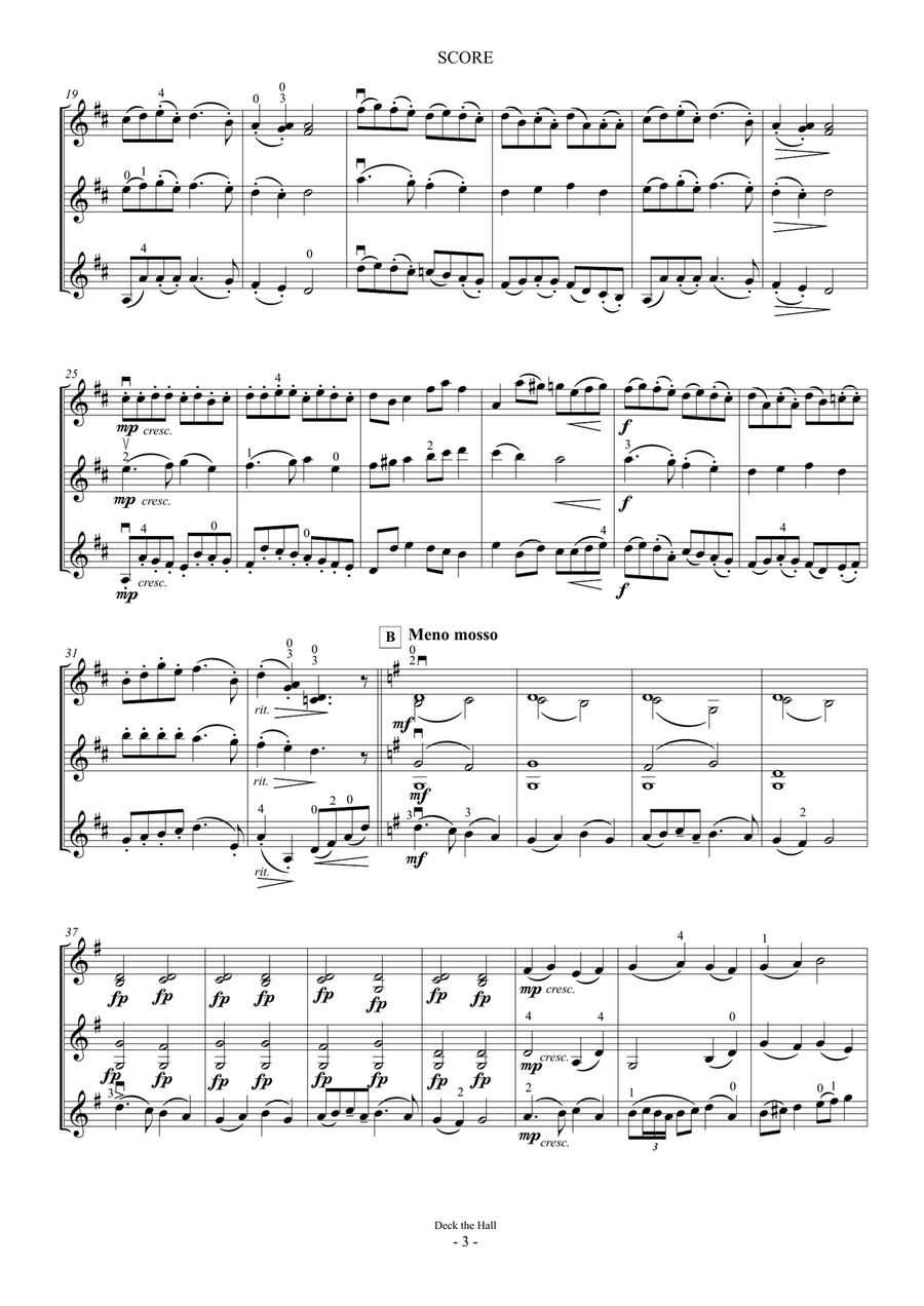 Deck the Hall (For Violin Trio, 2Vns and Va) String Trio scores gallery preview page 3
