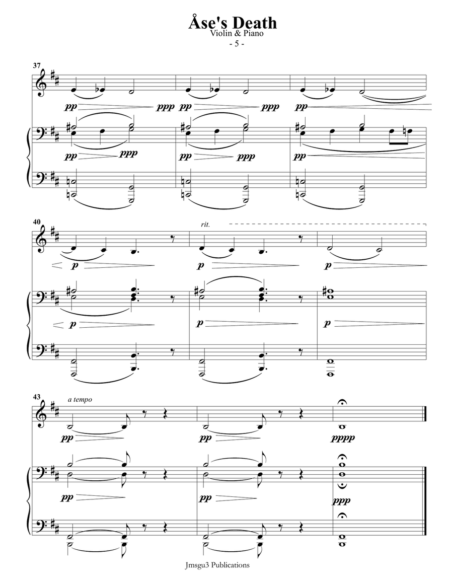 Grieg: Ase's Death from Peer Gynt Suite for Violin & Piano Violin Solo scores gallery preview page 5