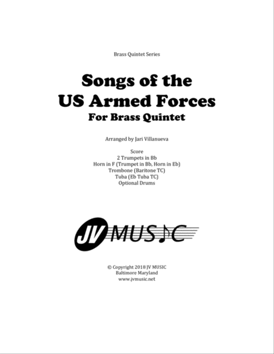 Songs of the US Armed Forces for Brass Quintet Euphonium scores gallery preview page 1