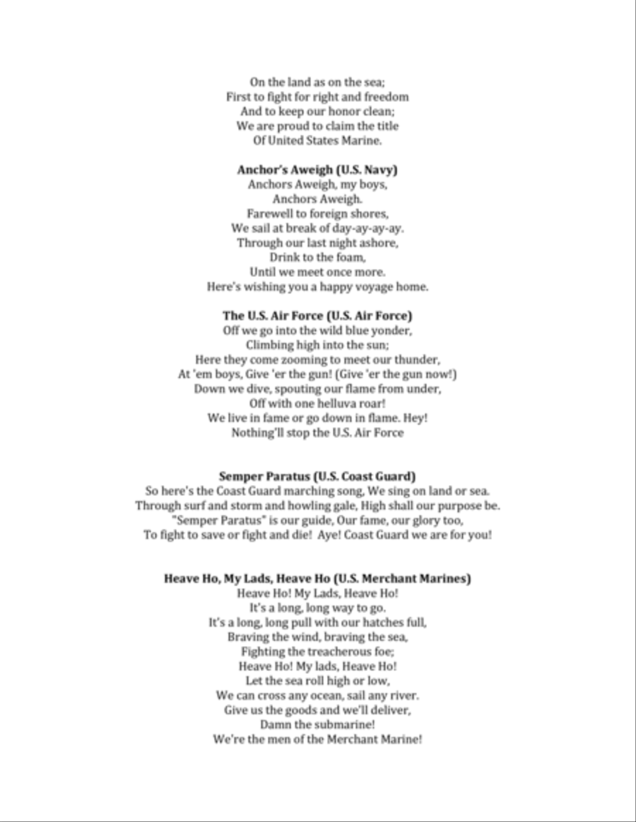 Songs of the US Armed Forces for Brass Quintet Euphonium scores gallery preview page 3