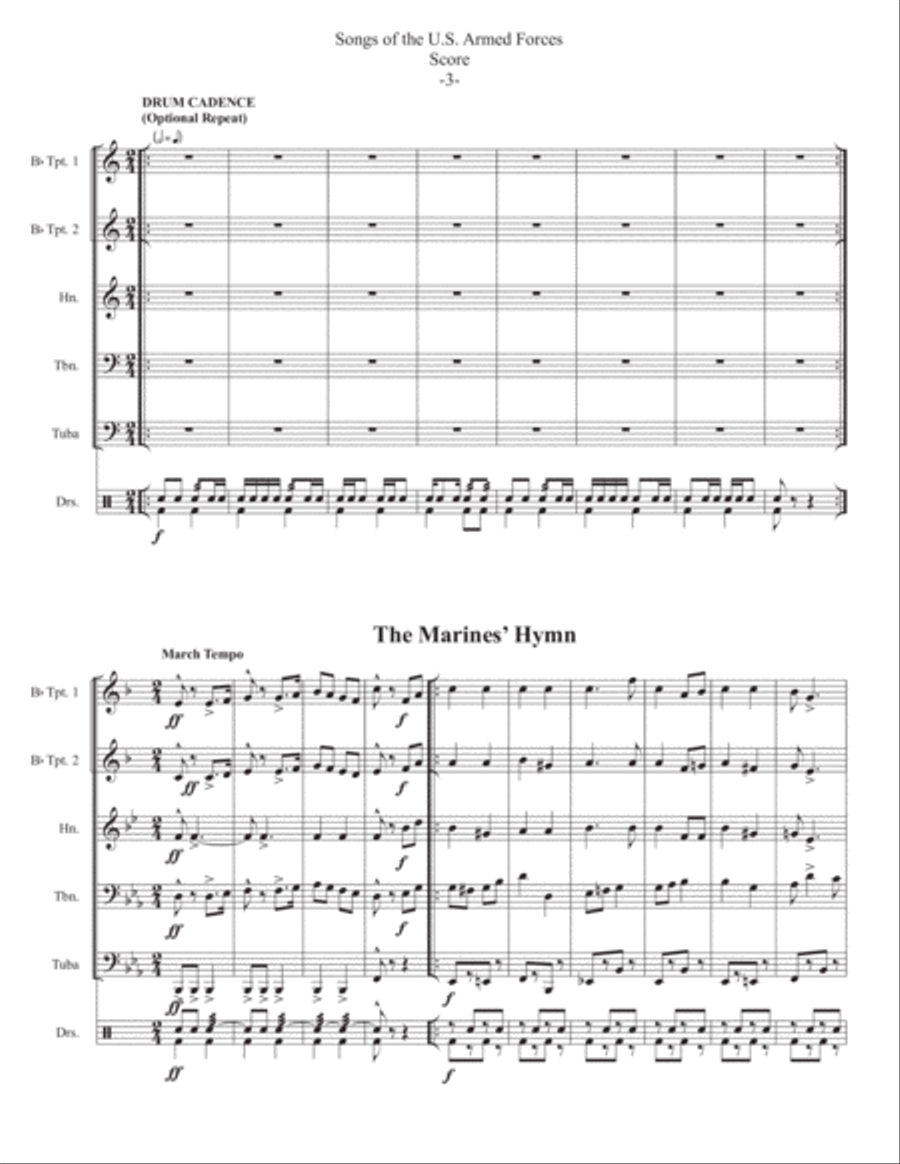 Songs of the US Armed Forces for Brass Quintet Euphonium scores gallery preview page 6