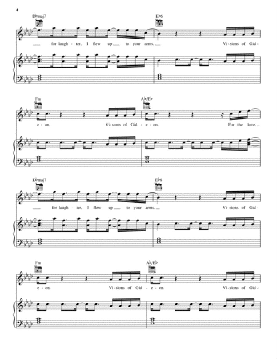 Visions Of Gideon Piano, Vocal, Guitar scores gallery preview page 4
