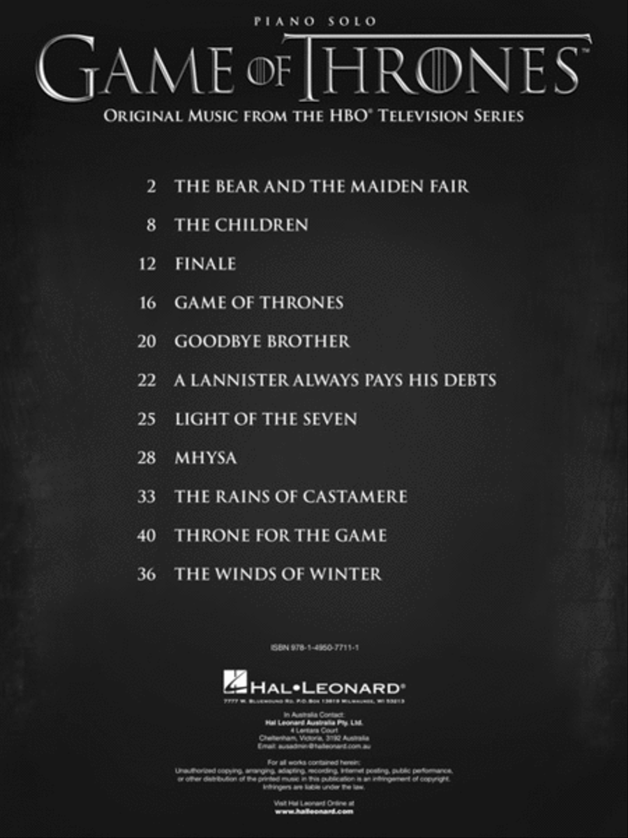 Game of Thrones Game of Thrones Piano Solo scores gallery preview page 2