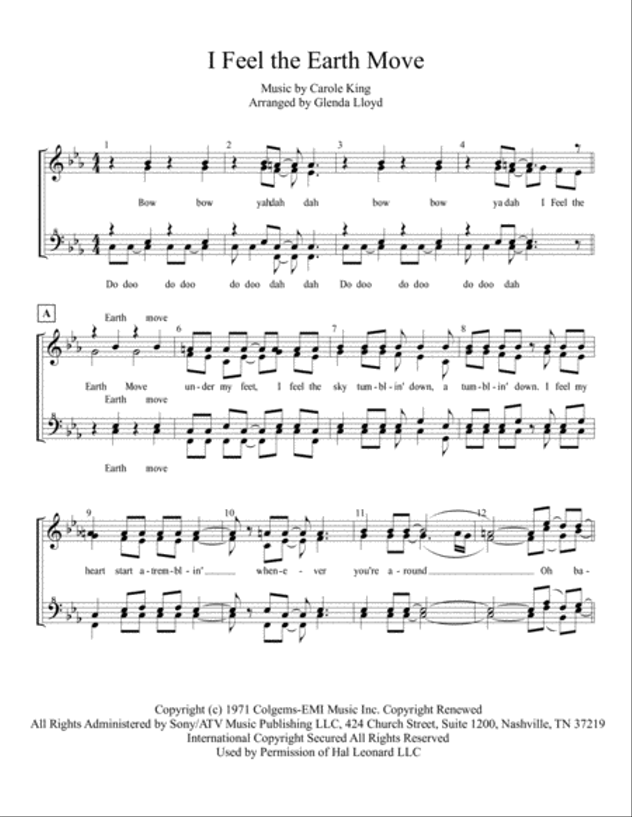 I Feel The Earth Move SSAA scores gallery preview page 1