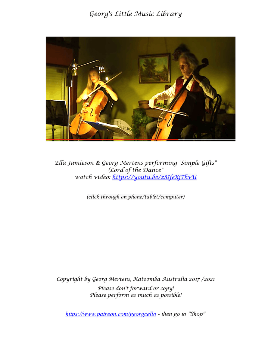 Simple Gifts (Lord of the Dance) for 2 cellos String Duet scores gallery preview page 2