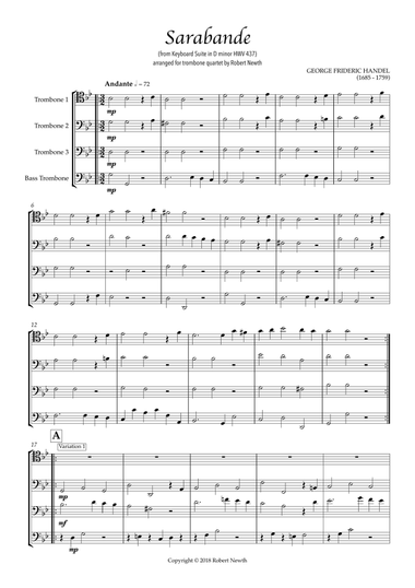 Sarabande from Keyboard Suite in D minor HWV 437 (for Trombone Quartet)