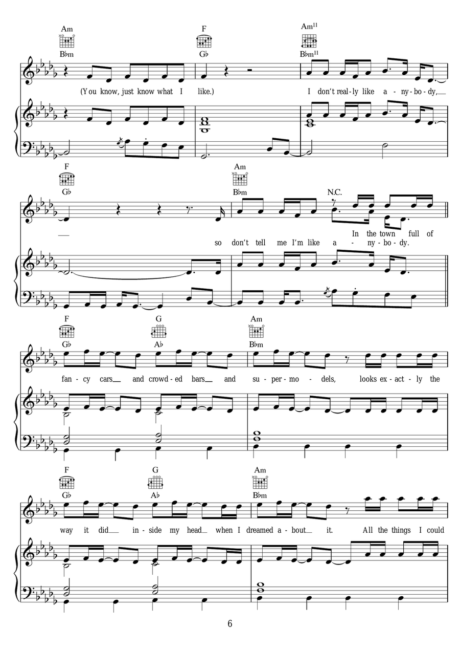 Somebody Somebody Piano, Vocal scores gallery preview page 6