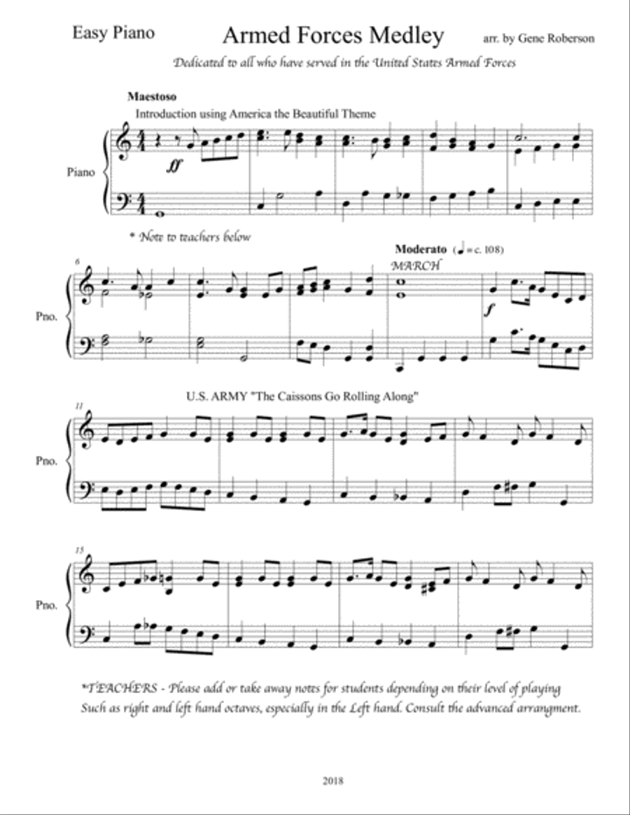 Armed Forces Medley EASY PIANO Easy Piano scores gallery preview page 2