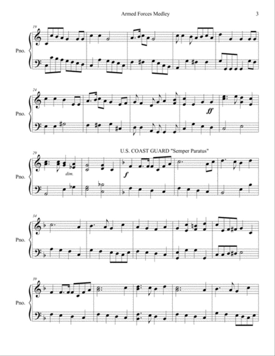 Armed Forces Medley EASY PIANO Easy Piano scores gallery preview page 3