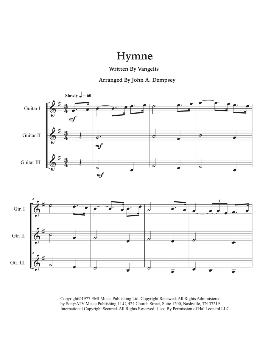 Hymne Guitar Ensemble scores gallery preview page 5