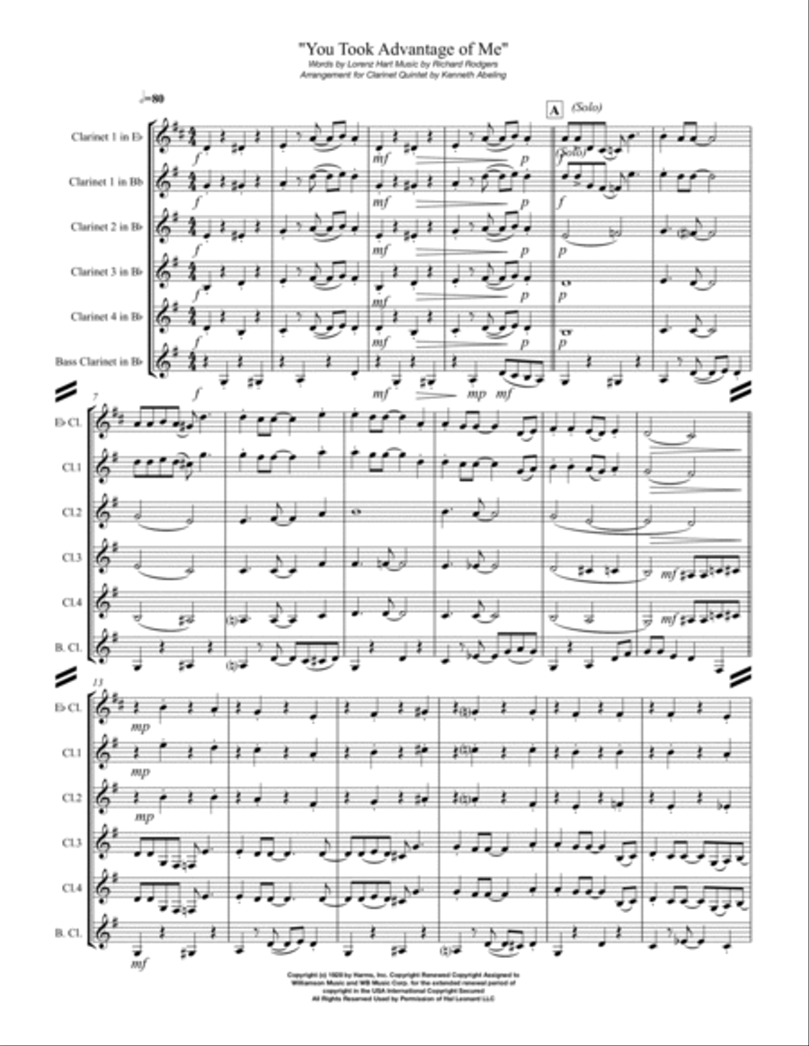 You Took Advantage Of Me from PRESENT ARMS Woodwind Ensemble scores gallery preview page 2