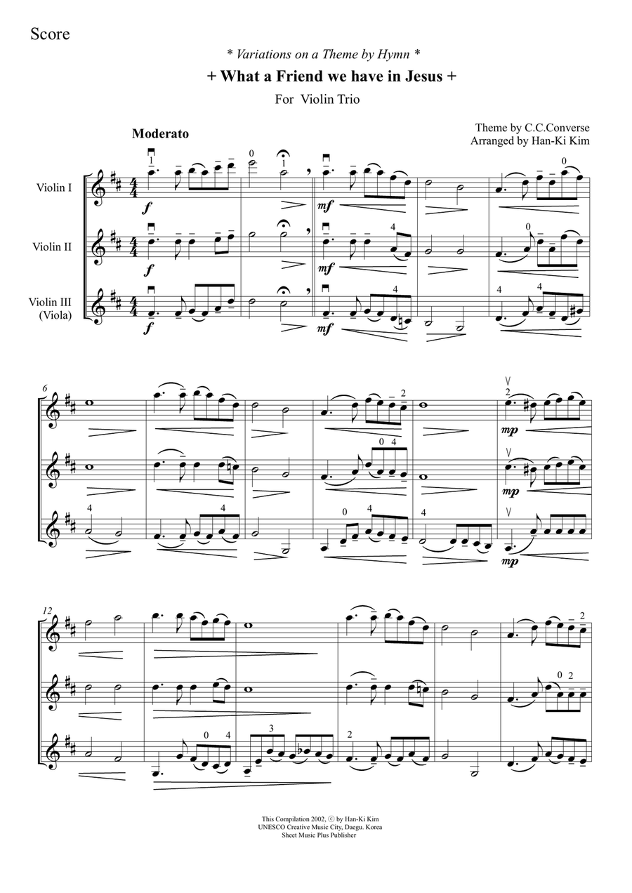 What a friend we have in Jesus (For Violin Trio) What a friend we have in Jesus (For Violin Trio) String Trio scores gallery preview page 2