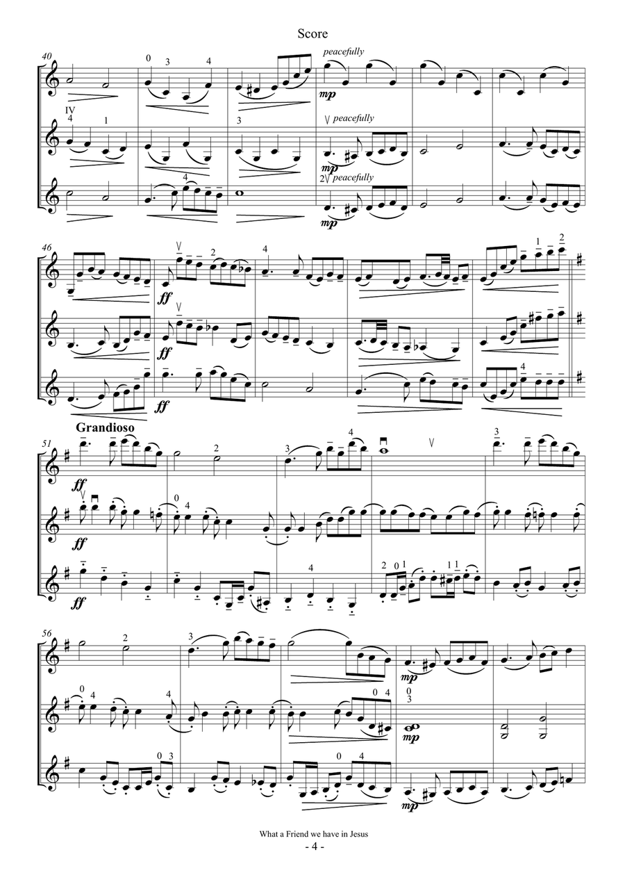 What a friend we have in Jesus (For Violin Trio) What a friend we have in Jesus (For Violin Trio) String Trio scores gallery preview page 4
