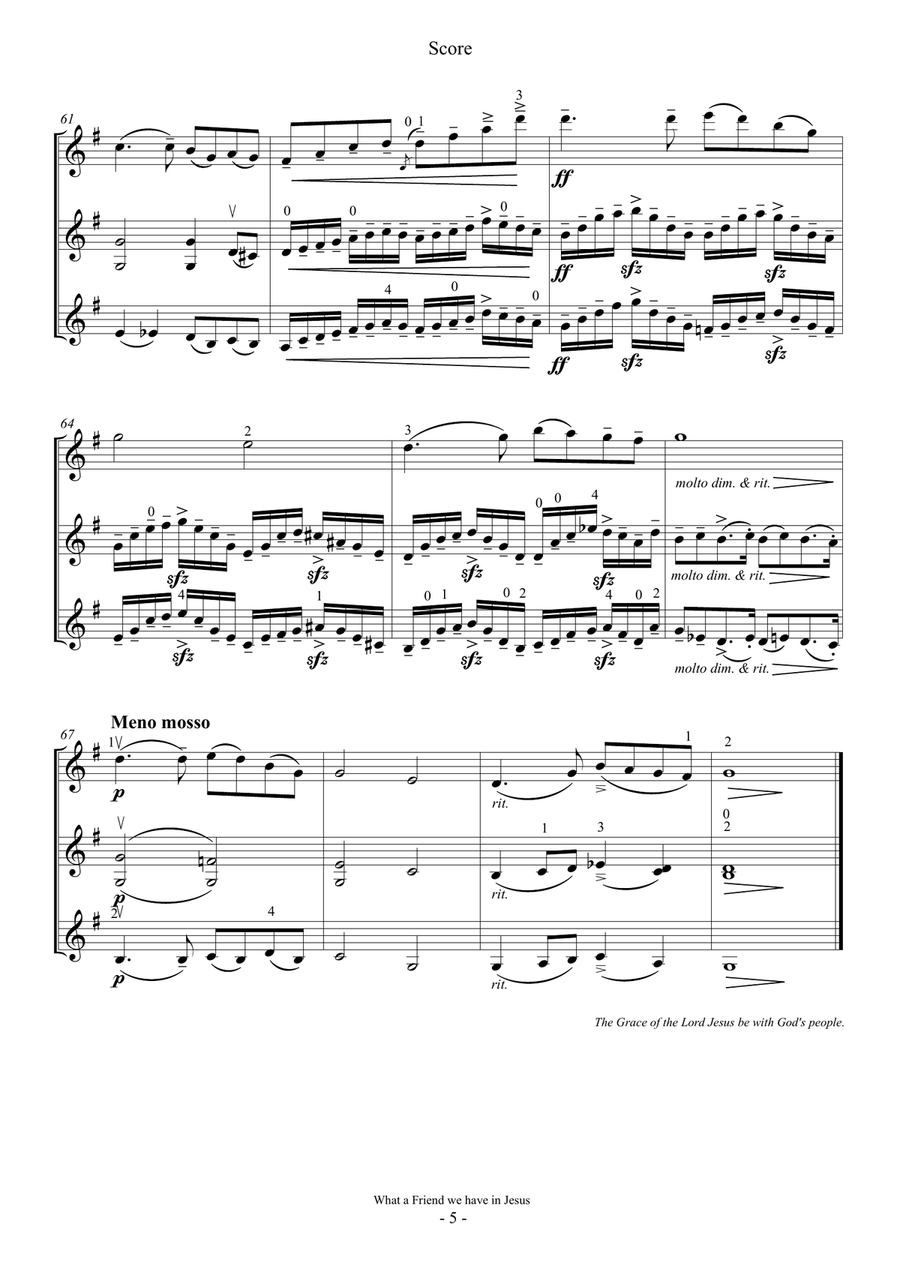 What a friend we have in Jesus (For Violin Trio) What a friend we have in Jesus (For Violin Trio) String Trio scores gallery preview page 5