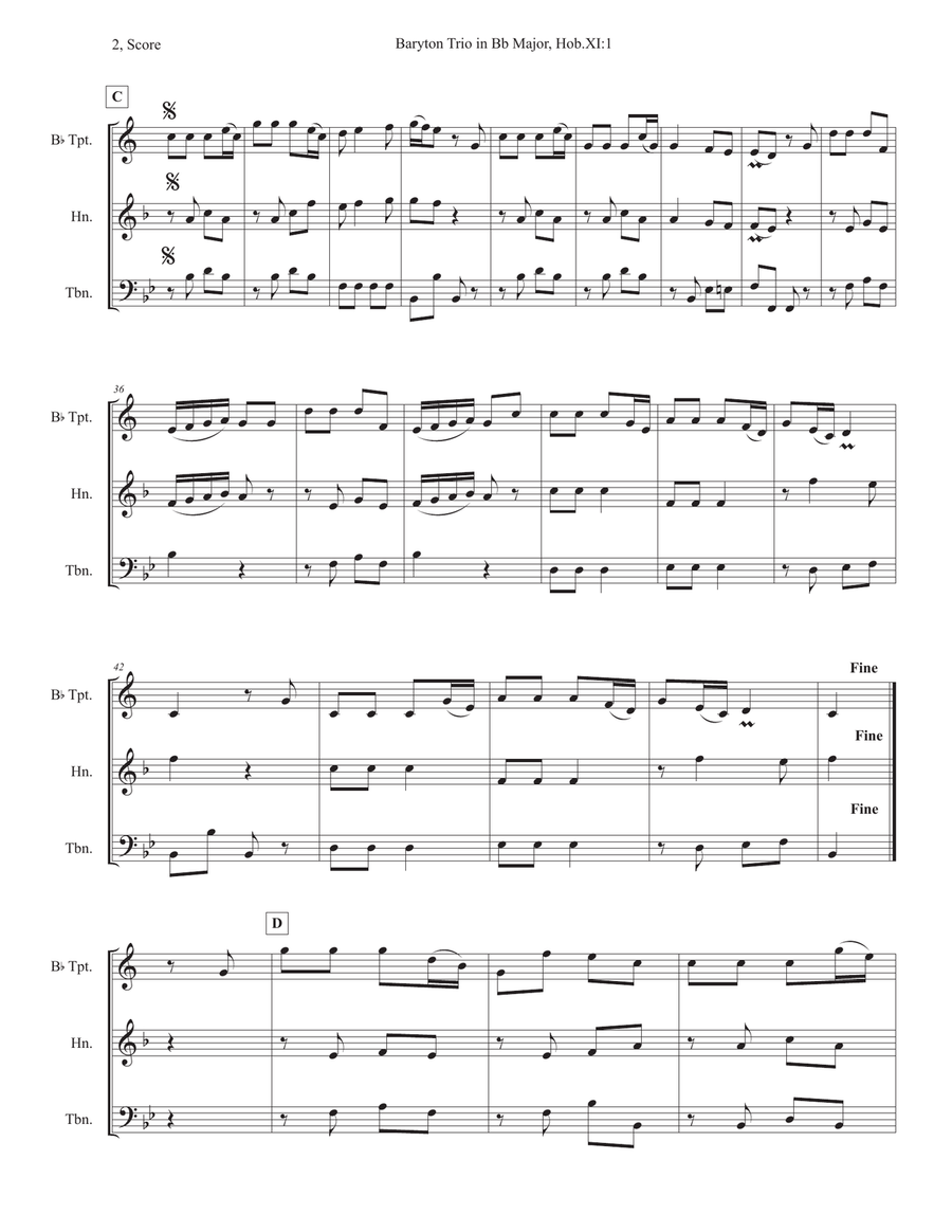 Baryton Trio in Bb Major, Hob.XI:1 Sacred scores gallery preview page 4