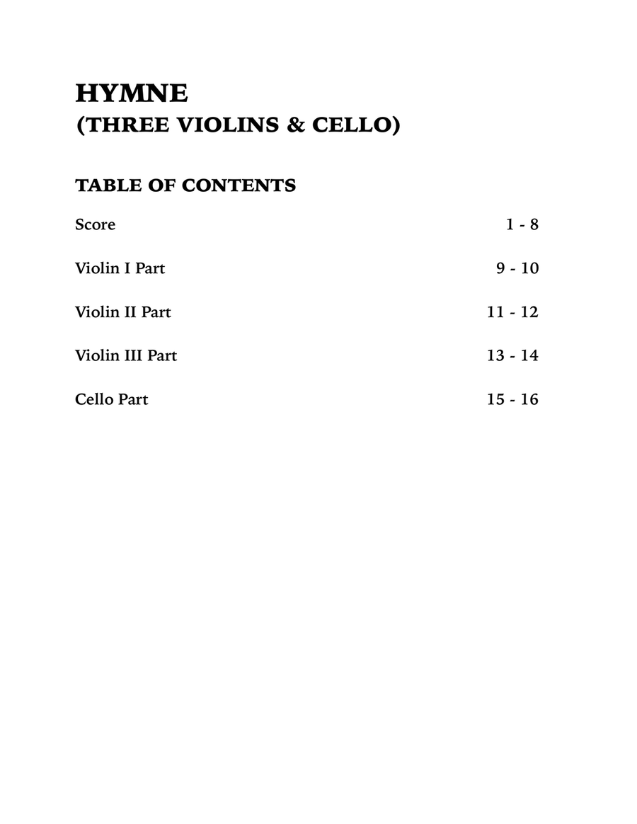 Hymne String Quartet scores gallery preview page 4