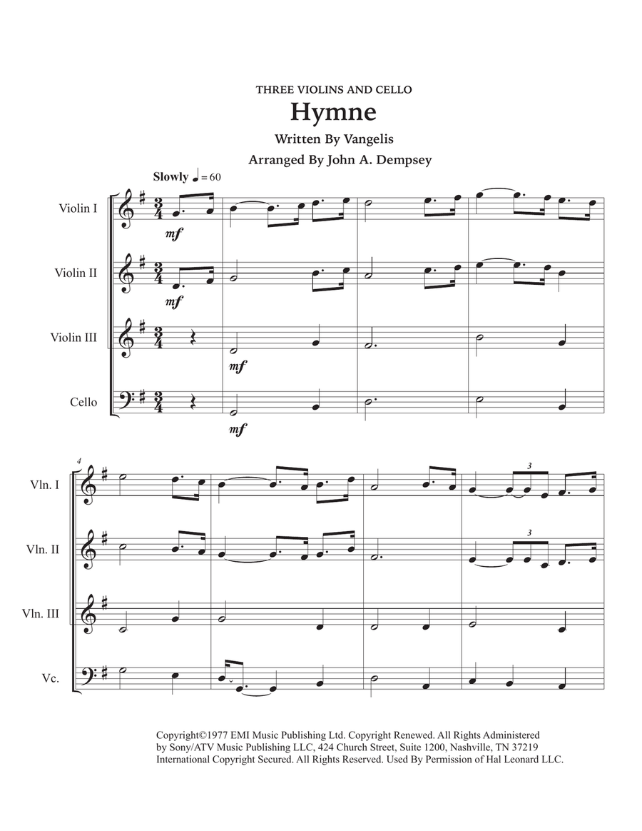 Hymne String Quartet scores gallery preview page 5