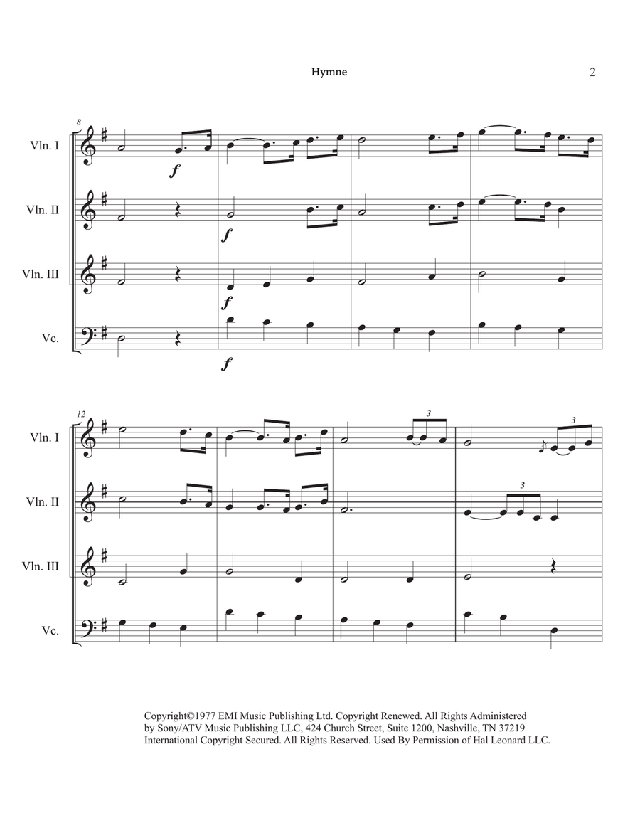 Hymne String Quartet scores gallery preview page 6