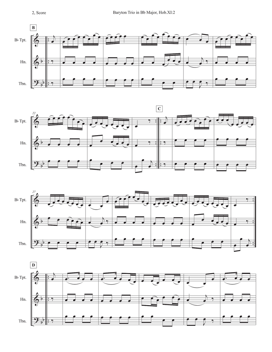 Baryton Trio in Bb Major, Hob.XI:2 Sacred scores gallery preview page 2