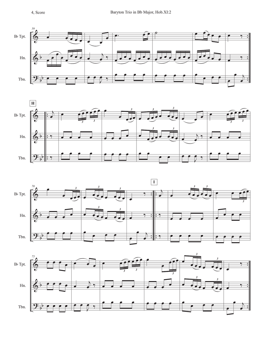 Baryton Trio in Bb Major, Hob.XI:2 Sacred scores gallery preview page 4