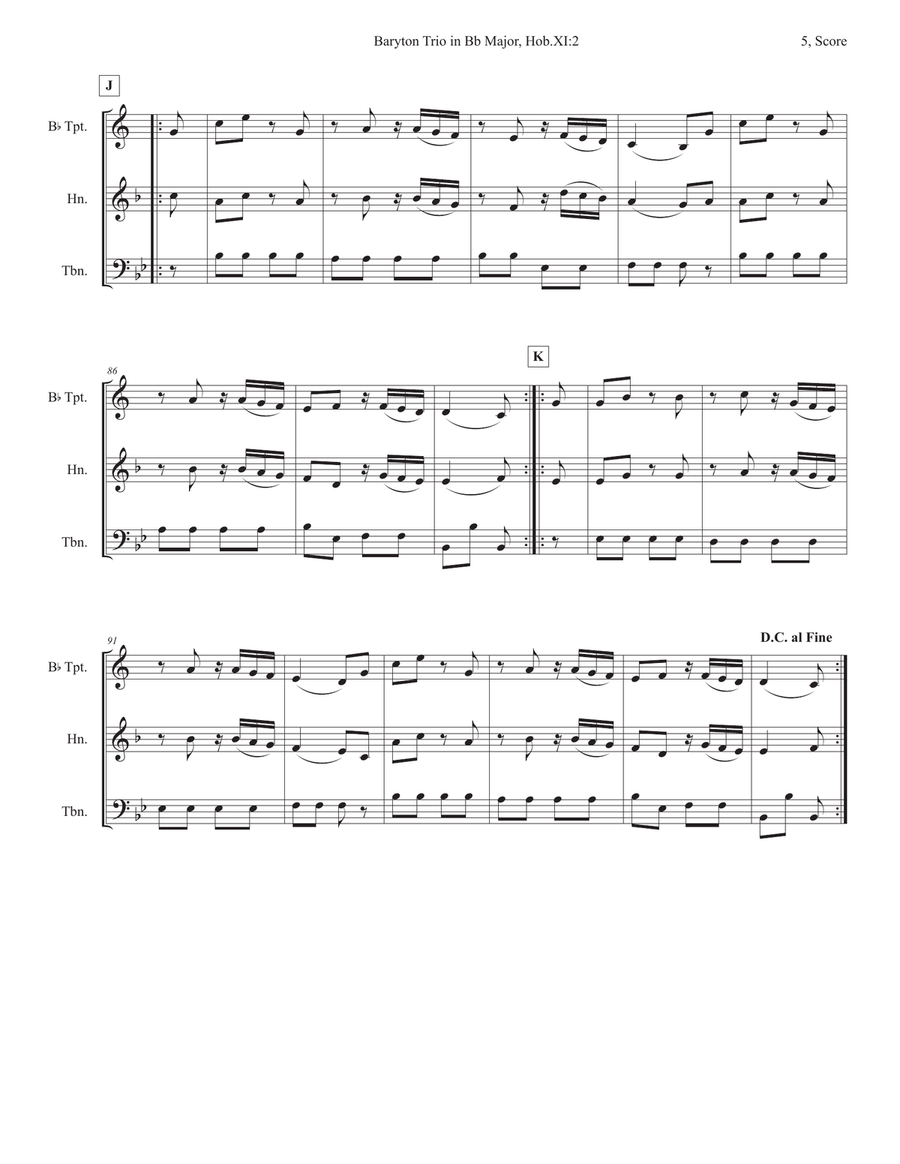 Baryton Trio in Bb Major, Hob.XI:2 Sacred scores gallery preview page 5