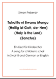 Takatifu ni Bwana Mungu, (Heilig / Sanctus for Children's Choir)