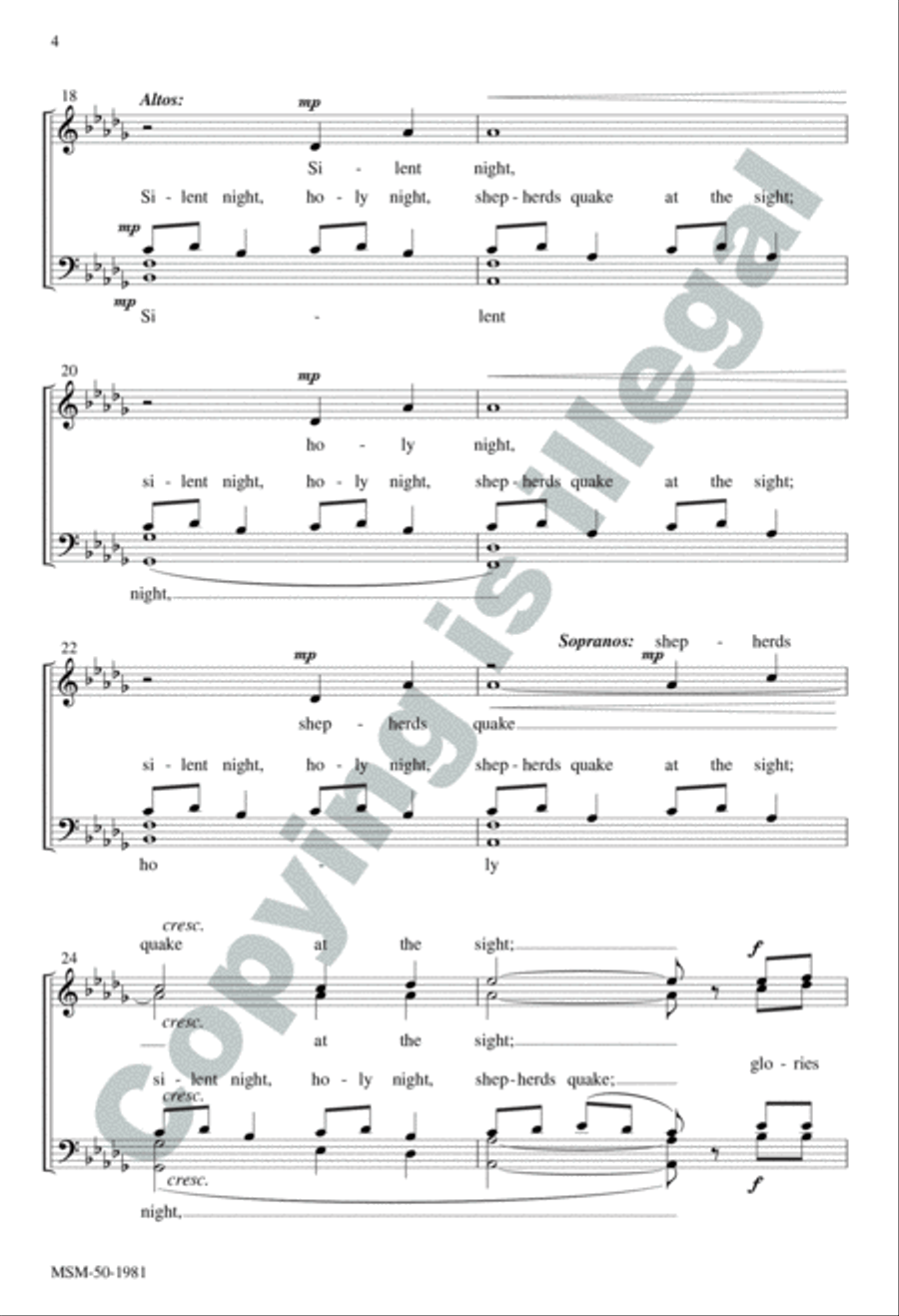 Silent Night Silent Night 4-Part scores gallery preview page 4