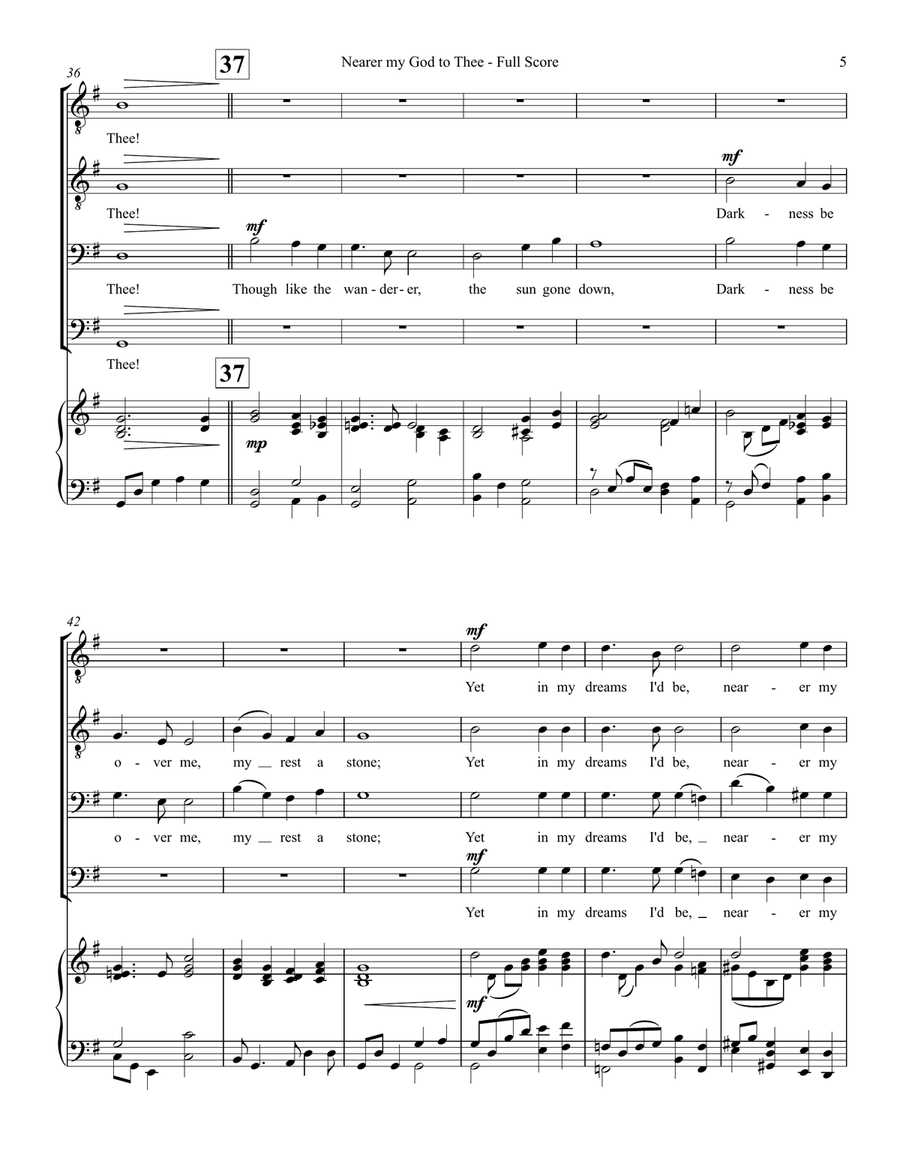 Nearer my God to Thee - for TTBB Male Choir TTBB scores gallery preview page 5