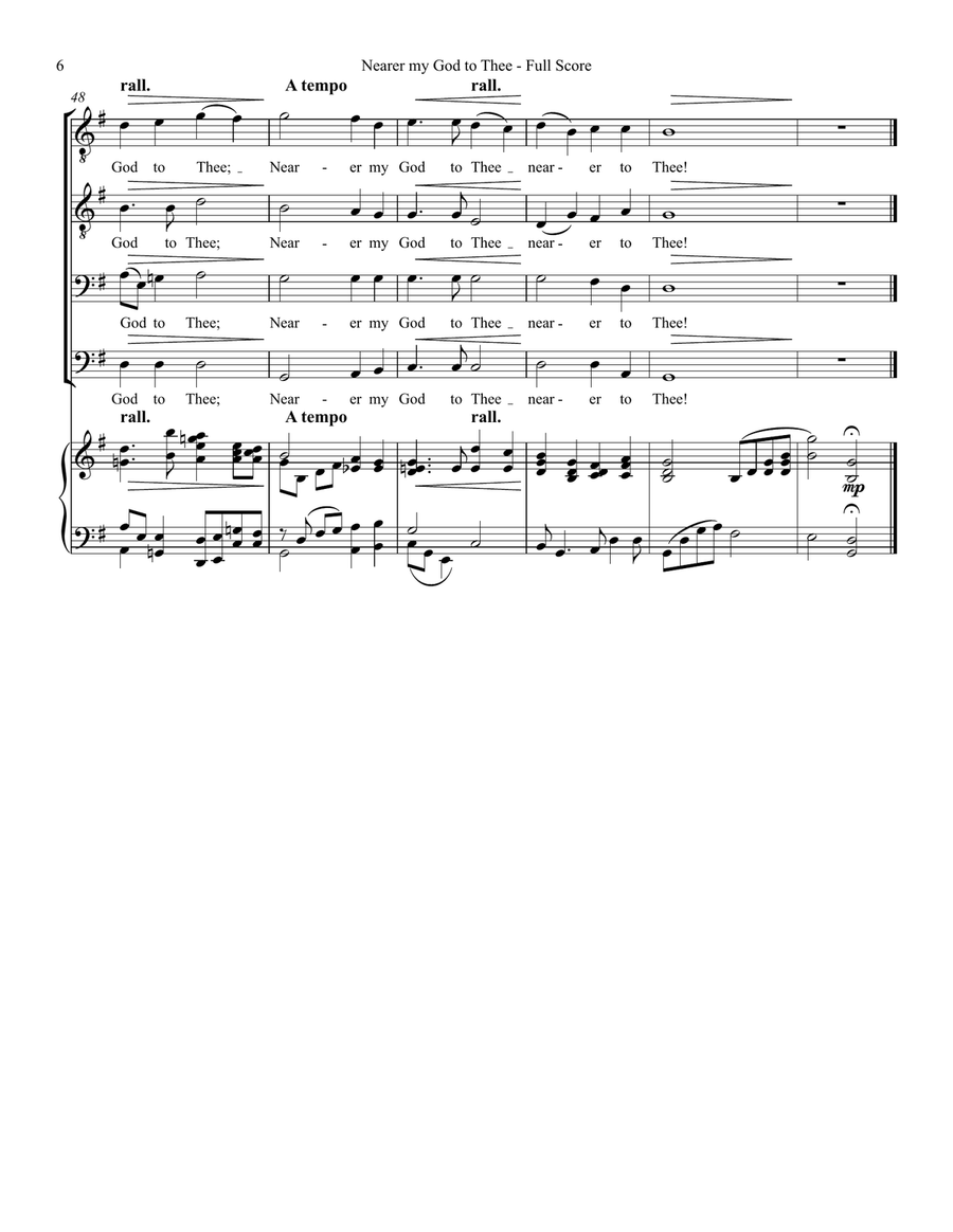 Nearer my God to Thee - for TTBB Male Choir TTBB scores gallery preview page 6