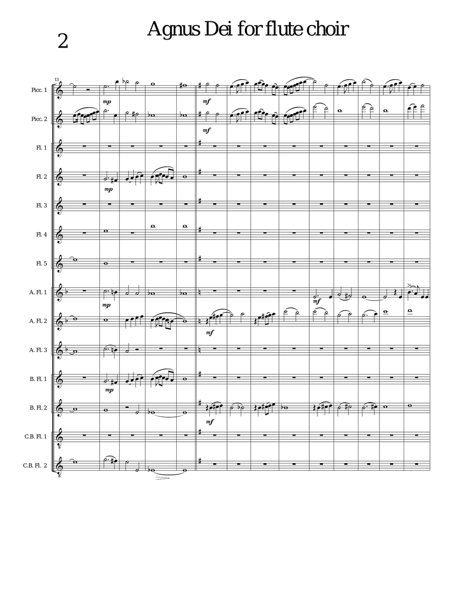 Agnus Dei for flute choir Flute Choir scores gallery preview page 2