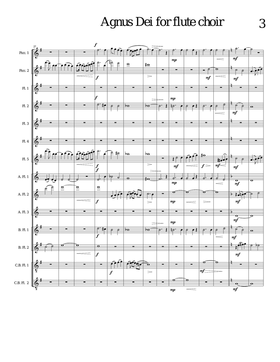 Agnus Dei for flute choir Flute Choir scores gallery preview page 3