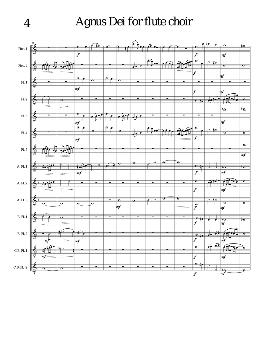 Agnus Dei for flute choir Flute Choir scores gallery preview page 4