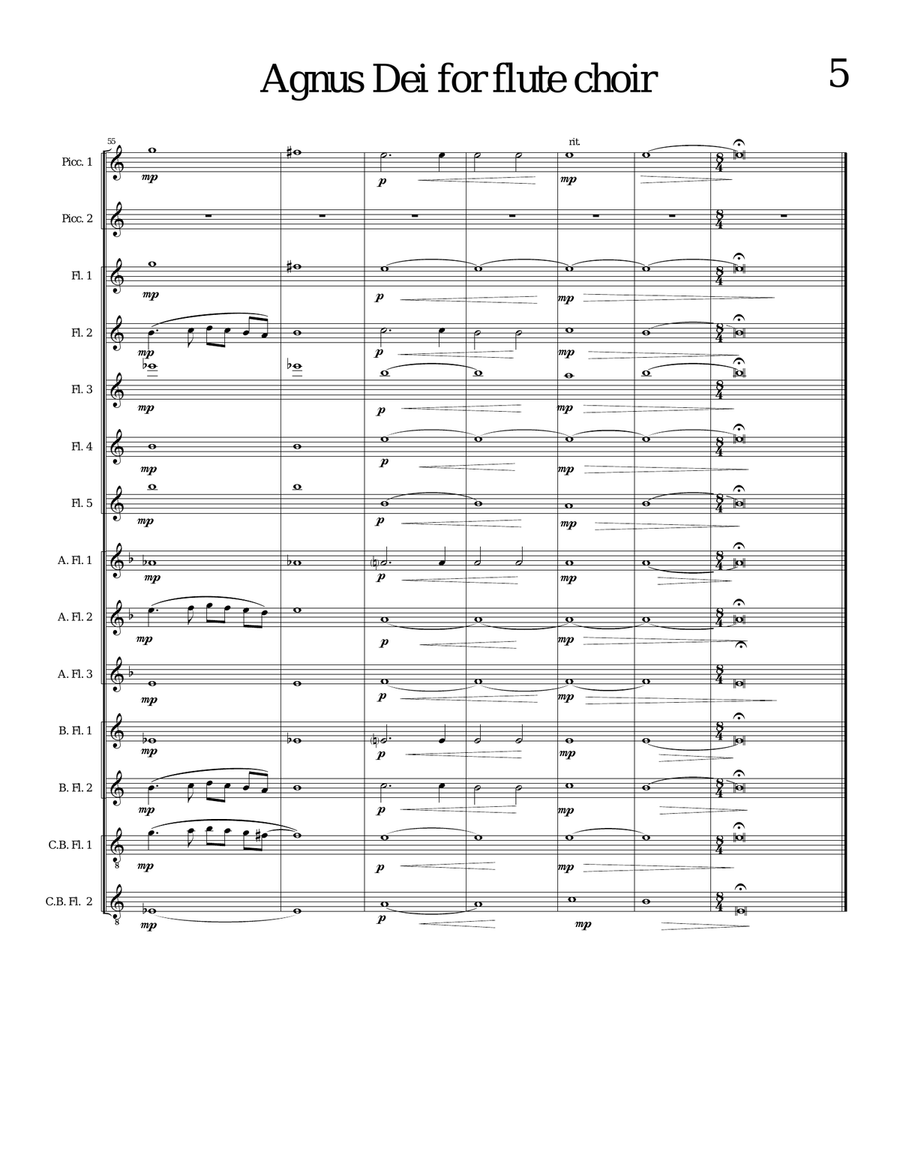 Agnus Dei for flute choir Flute Choir scores gallery preview page 5