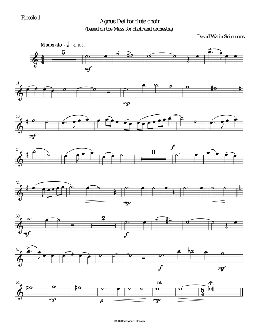Agnus Dei for flute choir Flute Choir scores gallery preview page 6