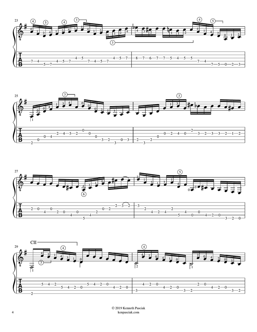Prelude in G Major (BWV 1007) (for Solo Guitar) Acoustic Guitar scores gallery preview page 6