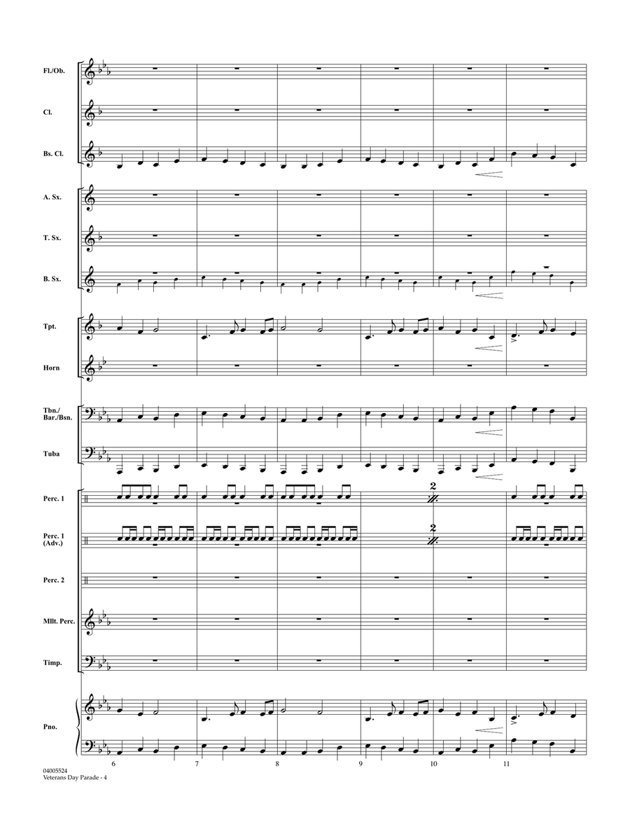 Veterans Day Parade - Conductor Score (Full Score) Concert Band scores gallery preview page 4