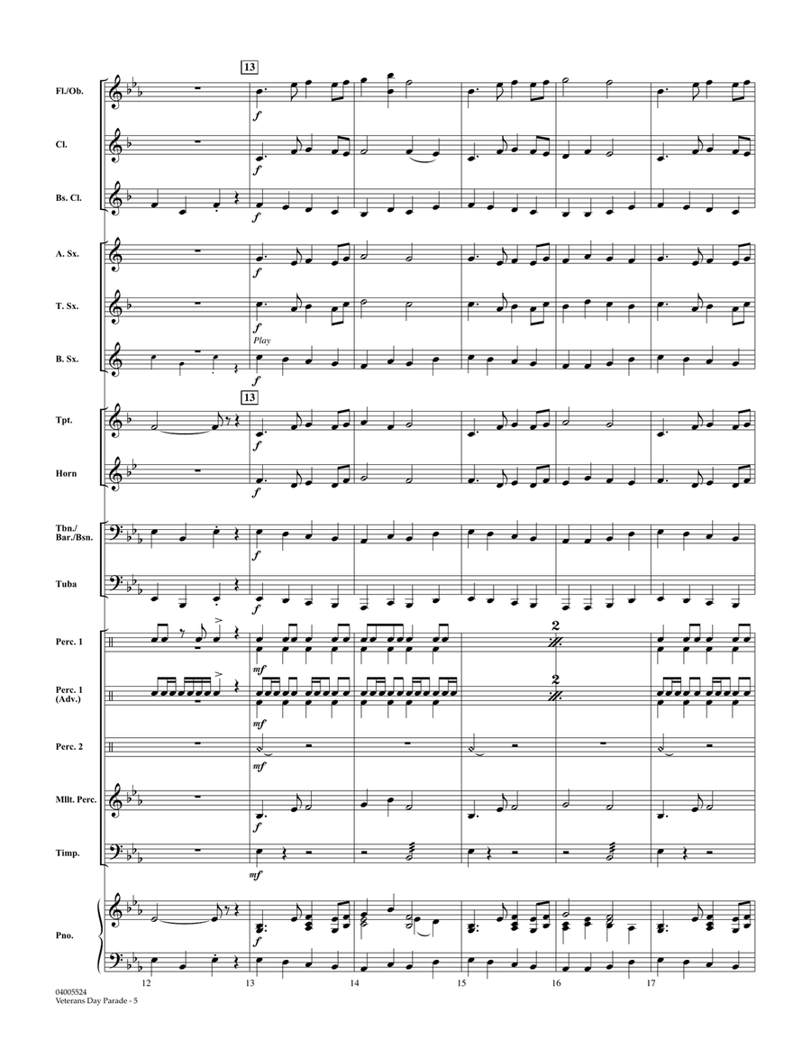 Veterans Day Parade - Conductor Score (Full Score) Concert Band scores gallery preview page 5